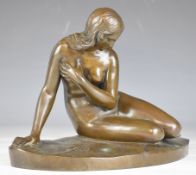 Early 20thC French bronze modelled as a seated nude lady, marked Reduction Mechanique à Collas