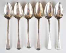 Six Georgian Old English Thread pattern table spoons, five being London 1807, the other 1804, all