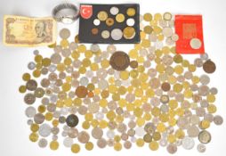 A quantity of overseas coinage including pre-Euro and Euro, emergency coinage and small silver