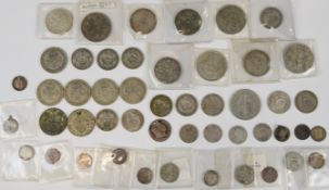 Approximately 300g of UK silver coinage George III onwards, mostly pre-1947, includes 1908 florin,