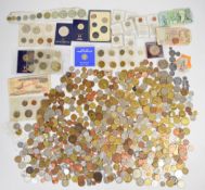 A large collection of world coinage including South Africa, some silver, some cased examples,