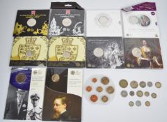 Collection of Royal Mint coin packs including two London 2012 Olympics £5 coins, and a small