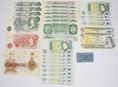 Bank Of England banknotes to include 2 x Norman Fenwick Warren Fisher green & brown £1 examples, 6 x