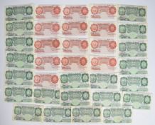 Bank Of England banknotes comprising thirteen O'Brien and eight Beale £1 notes and thirteen O'