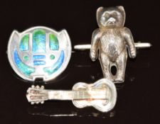 Charles Horner hallmarked silver brooch set with green and blue enamel (Chester 1909), a