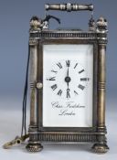 Charles Frodsham London hallmarked silver cased miniature carriage clock with bevelled glass