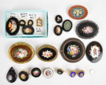A collection of micro mosaic including a Victorian brooch set with sunstone, three onyx and micro