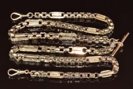 Victorian Albert / watch chain made up of faceted, pierced and elongated links with star design,
