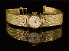 Rolex Precision 18ct gold ladies wristwatch with gold hands and hour markers, white dial and