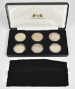 Harrington and Byrne cased set of six silver crowns 1819, 1821, 1893, 1902, 1937 and 1935