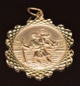A 9ct gold St Christopher, 7.7g, 3cm