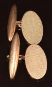 A pair of 9ct gold cufflinks with engine turned decoration by Deakin & Francis, 6.7g