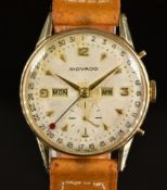 Movado 14ct gold triple calendar gentleman's wristwatch ref. 44777 with gold hands, Arabic