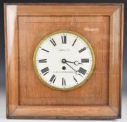19th or early 20th century oak cased French wall clock with single train movement, the dial marked