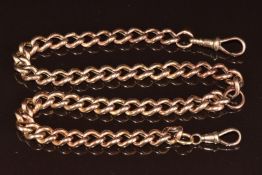 A 9ct gold curb link watch chain, 28.3g, 43cm