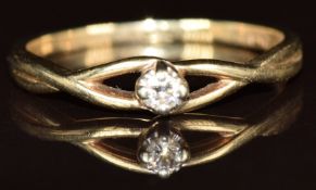 A 9ct gold ring set with a diamond, 1.4g, size L