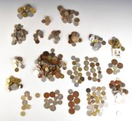 An amateur collection of overseas coinage includes some USA silver 1909 Morgan half dollar, Irish