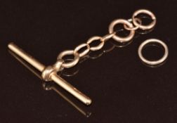 A 15ct gold c1900 T bar and links, 5.1g