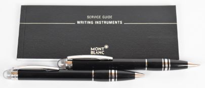 Montblanc Starwalker ballpoint pen and propelling pencil set, each with black body and platinum
