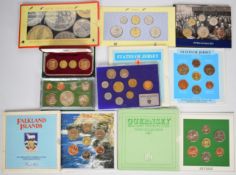 Eight Commonwealth coin sets comprising Falkland Islands 1987, Guernsey 1987, Jersey 1987, Jersey