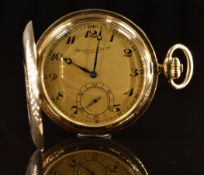 International Watch Co (IWC) 14ct gold keyless winding full hunter pocket watch with subsidiary