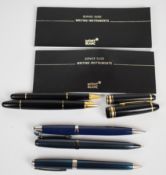 Five various Montblanc and Sheaffer pens comprising Montblanc Meisterstuck 166 highlighter pen,