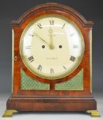 Georgian mahogany eight day bracket clock, the twin fusee movement striking on a bell and signed