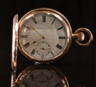 Swiss 9ct gold quarter repeating keyless winding full hunter pocket watch with inset subsidiary