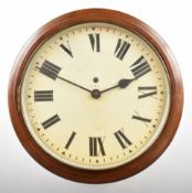 GPO mahogany cased dial wall clock with Roman numerals, 'GPO' to face and fusee movement, diameter