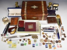 Collectables including Waterman, Parker and Swan pens, Masetro mouth organ, mother of pearl salt