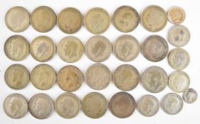 Approximately 285g of Victorian and later pre-1947 coinage including a drilled Queen Victoria