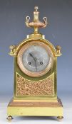 Samuel Marti gilt metal cased mantel clock, the two train movement striking on a gong, height 37cm