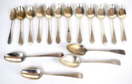 Georgian hallmarked silver Old English pattern cutlery comprising four table spoons, two being
