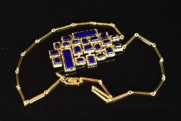 D'Orlan necklace, silver brooch set with paste and Victorian 9ct rose gold back and front locket