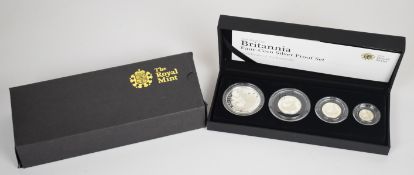 2008 Royal Mint UK Britannia silver proof four coin set from 1oz to 1/10oz, with certificate