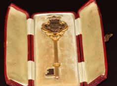 Edwardian 9ct gold presentation key engraved 'Empire Theatre Tonypandy Nov 12th 1909 presented to