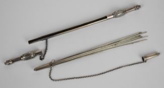 Continental white metal needle ends with steel needles for socks and a white metal knitting