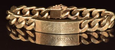 A 9ct gold curb link bracelet / identity bracelet, 107.8g, 21cm