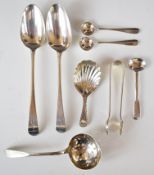 Georgian and later hallmarked silver cutlery to include two bottom marked dessert spoons,
