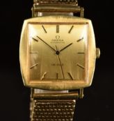 Omega De Ville 18ct gold automatic wristwatch ref. 161.022 with black hands, two-tone baton hour