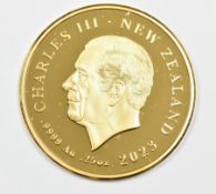 New Zealand 2023 King Charles III cased limited edition 363 / 500 .999 ¼oz fine gold proof NZ $2