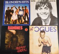 Eight Punk / Post Punk / New Wave LPs comprising The Ramones Brain Drain, Pogues Peace Love, Iggy