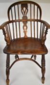 19thC elm seated armchair