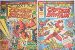 Two Captain Britain comics by Marvel UK comprising issue #1 origin and first appearance and issue #8