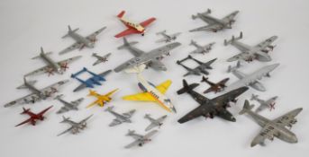 Twenty-five mostly Dinky Toys diecast model planes including early examples.