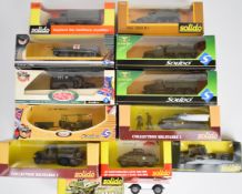 Eleven Solido diecast military vehicles to include Half Track M3 244, Jeep Ambulance 6112 and AMX 13