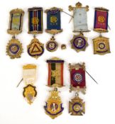 Collection of seven hallmarked silver RAOB / Buffs medals with enamelled decoration, weight of
