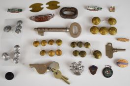 Railwayana to include GWR signal box key, GWR and British Railways buttons, British Railways Western
