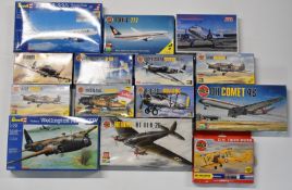 Fourteen Airfix and similar plastic model aircraft kits to include Messerschmitt Bf 109 G-6 01072,