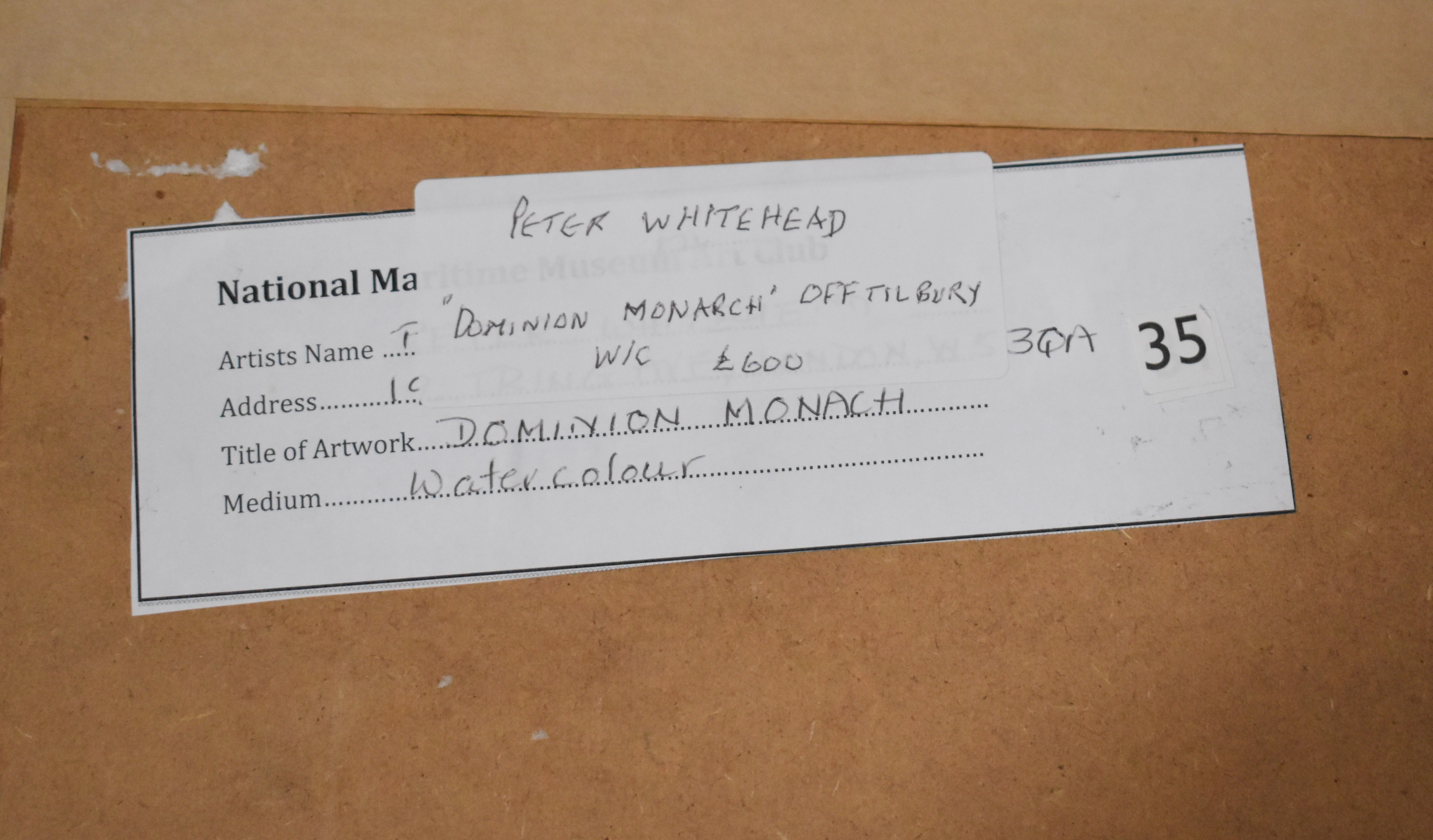 Peter Whitehead watercolour Dominion Monarch liner or ship being guided into harbour by tugs, signed - Image 5 of 5